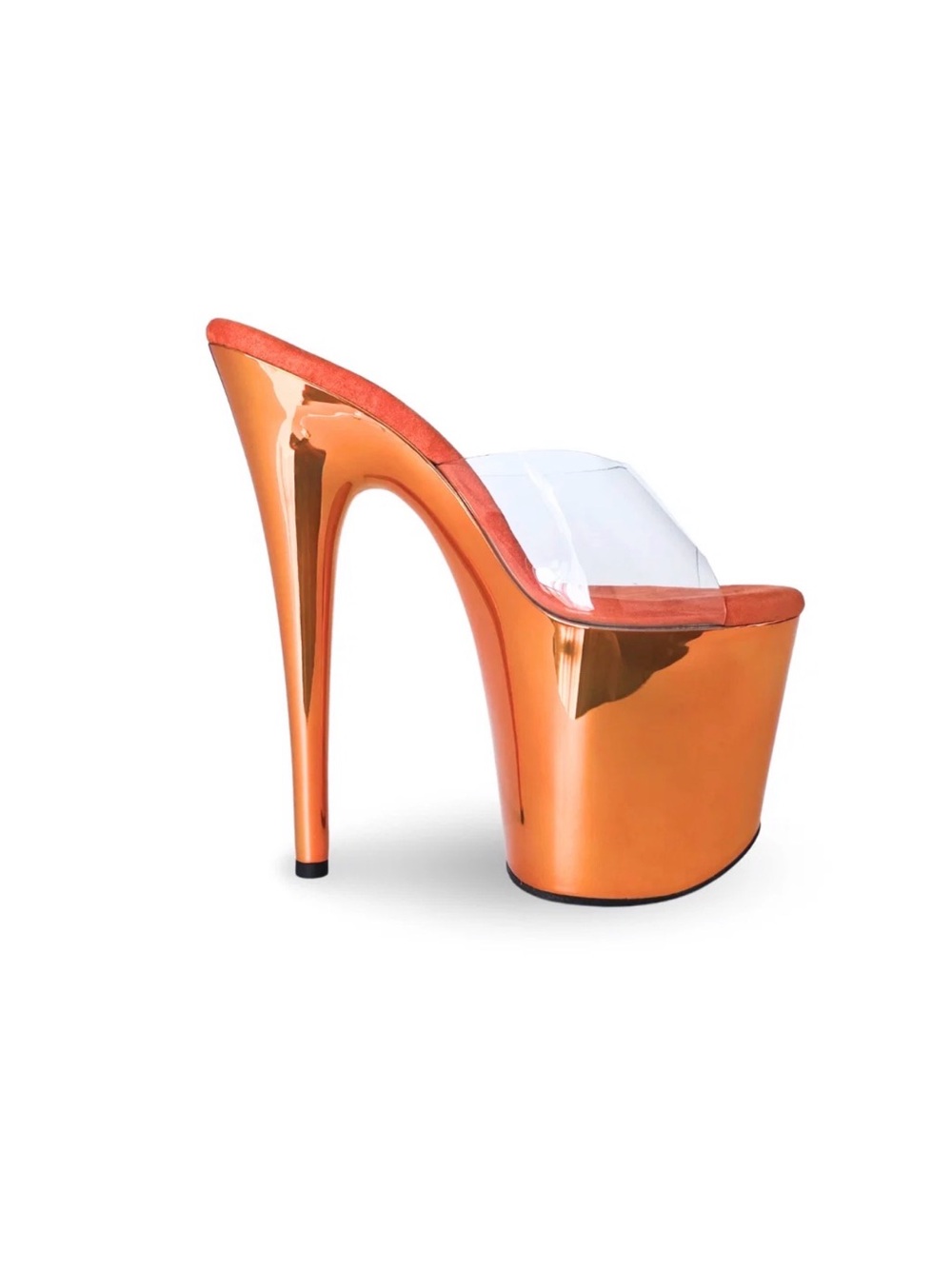Jewel Heels Dancer Chrome Orange Platform Heels